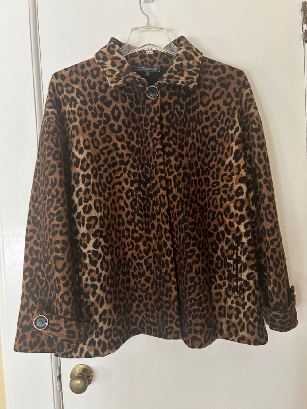 Jones New York Signature Leopard Print Wool Coat Brown Tan Women's Plus 2X - Picture 9 of 17